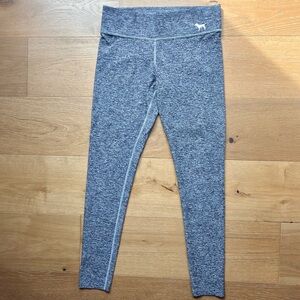 Victoria's Secret PINK Marled Gray Black Yoga Leggings White Dog Logo Small EUC